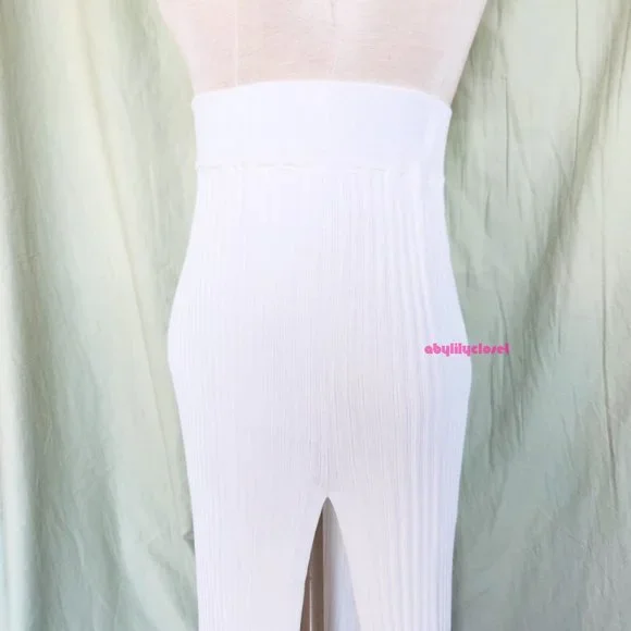 Aritzia Wilfred Knit Slit Skirt White XS - Picture 9 of 12